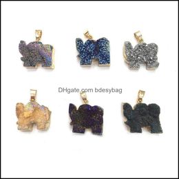 Charms Findings & Components Jewelrycharms Small Pictogram Yellow Agates Blue Pendant Reiki Healing Natural Stone Amet Diy Jewellery Personali