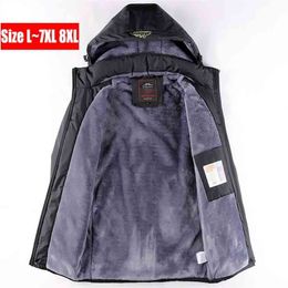 Men's Fleece Jacket Plus 7XL 8XL Winter Parka Large Size 5xl Coat Men Hooded Snow Outerwear Thick Warm Waterproof Jacket Male 210819