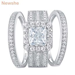 she Wedding Rings For Women Solid 925 Sterling Silver Engagement Ring Bridal Set Perfect Princess Cut AAAAA Zircons Jewelry 211217