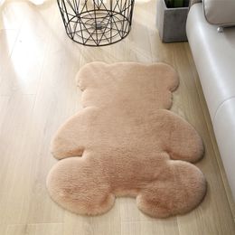 Bear rug super soft carpet Modern Living room bedroom Antiskid mat Fluffy Floor Carpets Decor Rugs white brown children doormat 220301