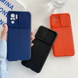 Slide Camera Lens Protection Leather Cases For Xiaomi Redmi Note 10 9 Pro 10S 9S POCO X3 Pro NFC 11 Lite Soft Phone Cover