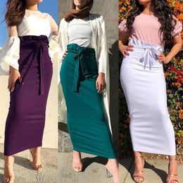 Plus Size Ruffles Skirts Faldas Mujer Moda Summer Abaya Dubai Muslim Long Maxi High Waist Skirt Women Jupe Longue Femme 210309