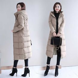 Sent within 12h Large M-6xl Woman Jacket Winter Down Parkas Coats Lengthen Warm Quilted Cotton for Women Hooded Outwear 211013
