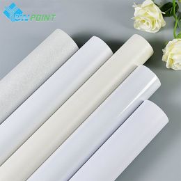 Waterproof Wall Papers Self-Adhesive Pure White Decorative Film Cupboard Wardrobe Door Desktop Furniture Renovation Wall Sticker 210308