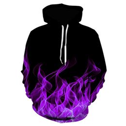 2021new Colourful purple flame hoodie 3D sweatshirt men/women hooded autumn and winter funny coat mens clothing jacket hoodies Y0804