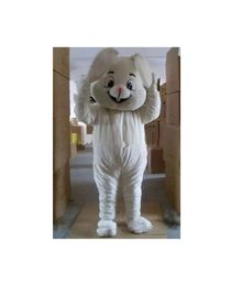 White Rabbit Mascot Costumes Animated theme Easter smiling plush bunny Cospaly Cartoon mascot Character Halloween Carnival party Costume