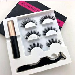 Free Shipping ePacket 5 Magnet Eyelash Magnetic Liquid Eyeliner& Magnetic False Eyelashes & Tweezer Set Waterproof Long Lasting Eyelash 666