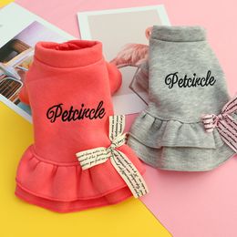 Cute Dog Clothes Puppy Costumes Teddy Pet Cat Apparel Autunm and Winter Velvet Thick Princess Bow Skirt Pet Supplies