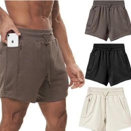 Mens Shorts Summer Men Casual Sports Running Gym Pants Solid Drawstring Cotton Exercise Jogger