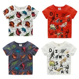Summer 2-10 Years Old Children'S Birthday Gift Clothing Baby Boys Kids Basic Dinosaur Print Short Sleeve Tee T-Shirt Tops 210529