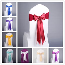 17 Colours Spandex Chair Sashes Lace-up Elastic Cover Band With Silk Bow For Event Party Wedding hotel Supplies