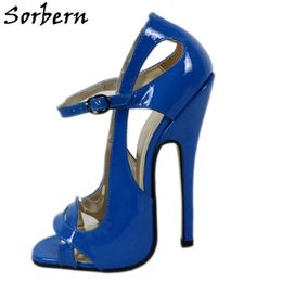 Sorbern Custom Women Sandals High Heel Shiny 16Cm Open Toe Summer Shoes Crossdresser Sandal Mary Janes Female Shoes