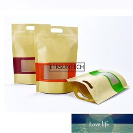 Gift Wrap 300pcs Large Packing Kraft Paper Window Bag With Handle Stand Up Dried Fruit Packaging Pouches Zipper Self Sealing1 Factory price expert design Quality