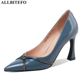 ALLBITEFO arrive genuine leather sexy high heels party women shoes women high heel shoes women heels office ladies shoes 210611