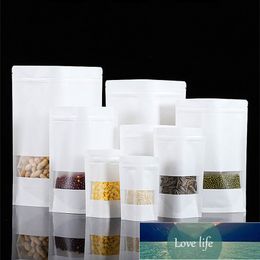 Stand up Matte White Paper Frosted Window Zip Lock Bags Resealable Coffee Cereals Kitchen Spices Heat Sealing Packaging Pouches Factory price expert design Quality