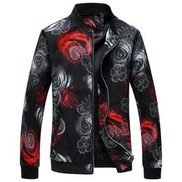 Men's Jackets Long Sleeve Men Jacket Asia Size S - 6XL Flower Fashion Casual Mens Coats Slim Comfortable Man Tops