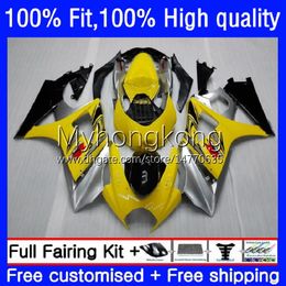 Injection Mould Fairings For SUZUKI GSXR 1000 CC 1000CC Yellow silver 2007-2008 Bodys 27No.10 GSX-R1000 GSXR1000 K7 07 08 GSXR-1000 GSXR1000CC 2007 2008 OEM Bodywork