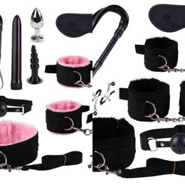 Bondage Exotic Sex Products For Adults Games Leather BDSM Kits Handcuffs Toys Whip Gag Tail Plug Women Accessories 1123