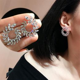 choucong Leaves flowers Drop earring Real 925 Sterling silver AAAAA cz Stone Party Wedding Dangle Earrings for women jewelry