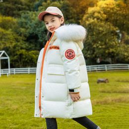 Girls Warm Coat Winter Parkas Duck Down Shiny Jacket Children Hooded Outerwear Fur coat Thick Jacket For Kids Girl TZ683 H0909