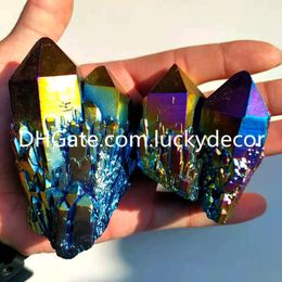 2000g Healing Display Rainbow Titanium Coated Rare Pineapple Rock Quartz Crystal Skeletal Stone Cluster Point Druzy Mineral Rough Specimen