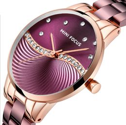High End Luxury Stainless Steel Band cwp Womens Watch Japanese Quartz Movement Diamond Wearproof Crystal Favourite Ladies Watches 0263L MINI FOCUS Wholesale