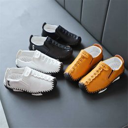 Leather Shoes for Boy Sandals Children's Flats Kids Oxford Boys Dress Black School White Toddler X0703