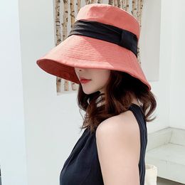 Breite Krempeln Hats Sommersonne für Frauen Modestäbe Baumwoll Beach Caps Foldable Outdoor Travel Brand Hat Chapeau