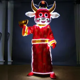 Mascot Costumes LED High Spirited and Luminous Niuniu God of Wealth Doll Suit Parade Performance Bar KTV Atmosphere costume