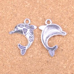 57pcs Antique Silver Plated Bronze Plated dolphin Charms Pendant DIY Necklace Bracelet Bangle Findings 24*30mm