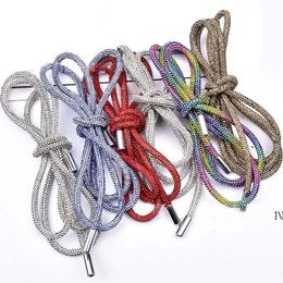 Rhinestone DIY Drawstring Trousers Rope Cap RopeS Rainbow Shoelace Bling Belt Bowknot Lazy Elastic Shoelaces Clothing Accessories RRF12692