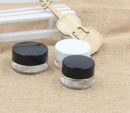 Best Sellers Clear Eye Cream Jar Bottle 3g 5g Empty Glass Lip Balm Container Wide Mouth Cosmetic Sample Jars with Black Cap