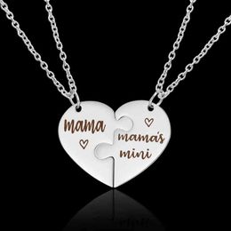 2 Pcs Mother's Day Mom Pendant Necklace For Women Heart Shape Mama Nameplate Clavicle Chain Choker Lover Couple Jewellery Gifts G1206