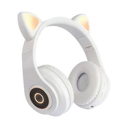 Cute Cat Ear Wireless Earphones B39 Bluetooth Headphones BT 5.0 Headsets Stereo Music Gaming Wired earbud Speaker Headphone 30UQW