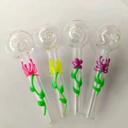 Colourful flower cigarette Smoking Pipes creative hookah accessories glass crafts transparent