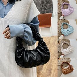 Fashion Armpit Shoulder Bag Cloud Solid Fold Bags French Style Ladies Handbag and Purses Small Totes Women