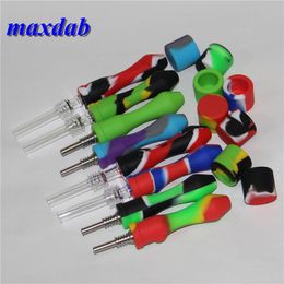 wholesale Smoking Silicone Nectar Pipe Kit With Titanium Tips 10mm For Glass Water Bongs Rigs ash cacther dabber tool