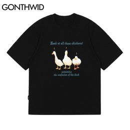 Tshirts Duck Print Cotton Short Sleeve Tees Casual Harajuku Men Summer Streetwear Hip Hop Fashion Loose T-Shirts Tops 210602