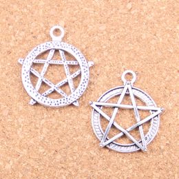 45pcs Antique Silver Plated Bronze Plated star pentagram Charms Pendant DIY Necklace Bracelet Bangle Findings 28mm
