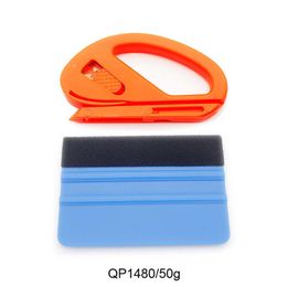 Vehicle Film Cutters Squeezing Scraper Wrap Tool Carbon Fiber Films Wrapping Cutter Aid Hand Tools 2 Pcs/Set