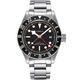 Wristwatches Automatic Movement Watch Bay Black Red Bezel Calendar Men's Steel Case 41MM Bracelet Luminous Hands Military