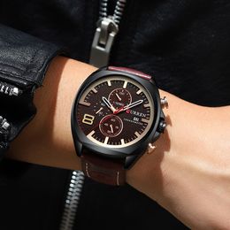 2022Men Watches Top Brand CURREN Luxury Leather Strap Sport Quartz Chronograph Military Watch Men Clock Waterproof Relogio Masculino