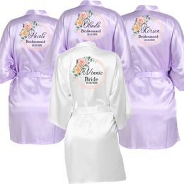 Flower Girl Friends Kimono Robe Bathrobe Women Silk Wedding Robes Nightwear Robes Satin Robe Hen Party Bathrobe 210831