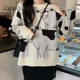Vintage Casual Loose Lazy Cow Sweater Female Korean Harajuku Women's pullover Japanese Kawaii Cute Ulzzang Clothing For Women 210619