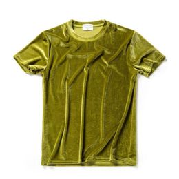 T-shirt maschili da uomo Estate 10 colori Velvet T Shirt Nightclub Singer Stage Costume Streetwear Mens Casual Velor Tee Shirts Hip Hop Vestiti