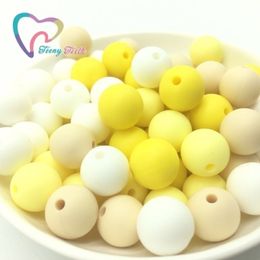 Teeny Teeth 50PCS Yellow Series Colours Silicone Dia 12-15 MM Beads,Silicone Combo Teething Round Loose Beads