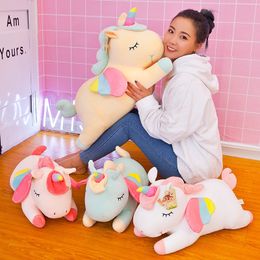 Kids Toy Plush Toys Cute Unicorn Stuffed Plush Animals Soft Pink Strawberry Lying Pony With Wings Doll Pillow Cushion Gift Open Surprise Wholesale In Stock