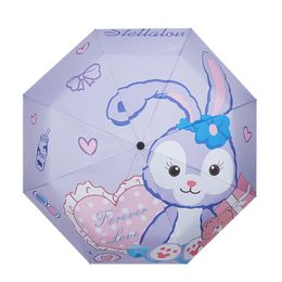 Children Cartoon Cute Rabbit Rain Umbrella Girls 5-Fold Compact and Portable Mini Sunshade Umbrellas with UV Protection for Women