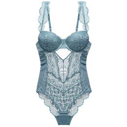 NXY sexy set Sexy Lingerie Lace Bodysuit For Women Padded Cup Floral Pattern Underwire 4 Colours Cotton Crotch Women's Underwear 1127