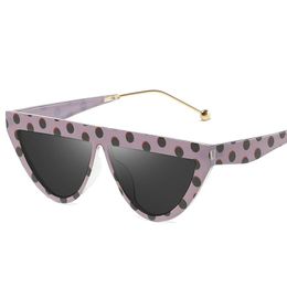 -Солнцезащитные очки Cat'eye Треугольник Полукруточная Волна Точка Фиолетовый Для Женщин Винтаж Бренд Дизайнер Trend Mell Frame Металл Солнцезащитные Очки